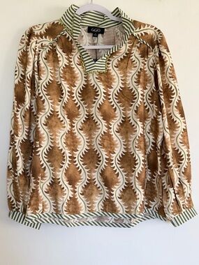 Gigio Brown & Cream Printed Long Sleeve Top